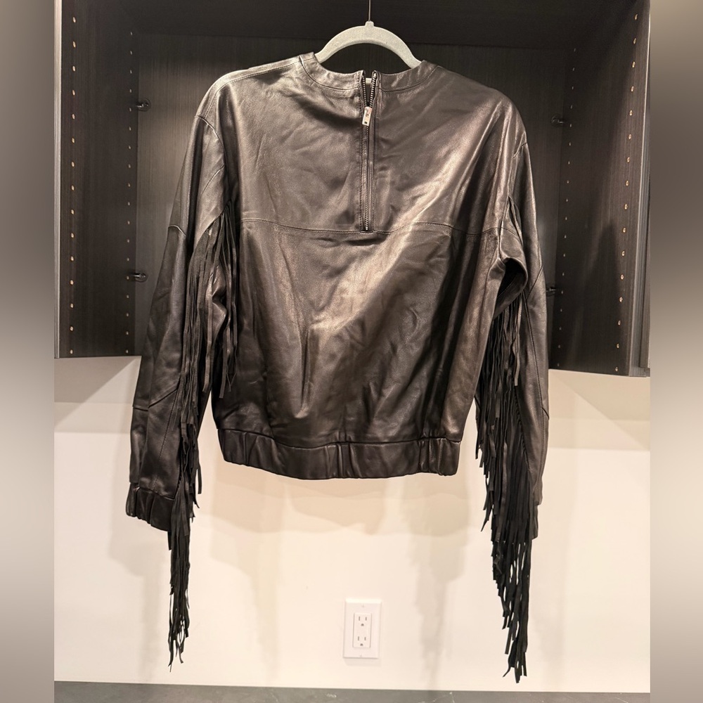 IRO Black Leather Women's blouse pre loved. - Picture 7 of 13